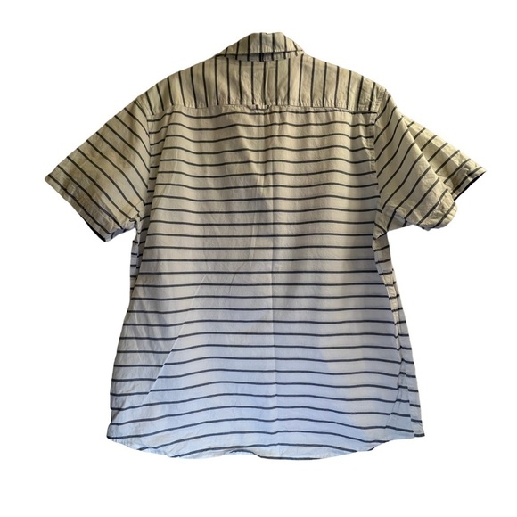 Denim & Flower Men's Shirt L White Blue Stripes Slim Fit Button Down - Picture 11 of 13